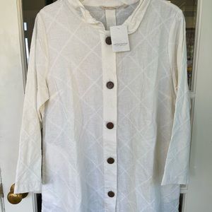 Creamy white button down linen top